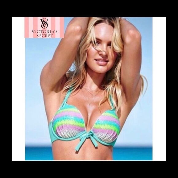 Victoria’s secret sequin push-up bikini top Sz 36C/M/10🔥 - Picture 6 of 6